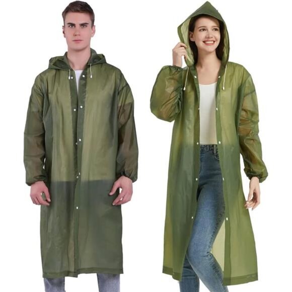 2 Pack Waterproof Rain Ponchos for Adults-Reusable Emergency Raincoats with Hood - Picture 1 of 7